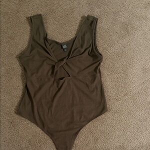 Wild Fable Taupe Ribbed Bodysuit